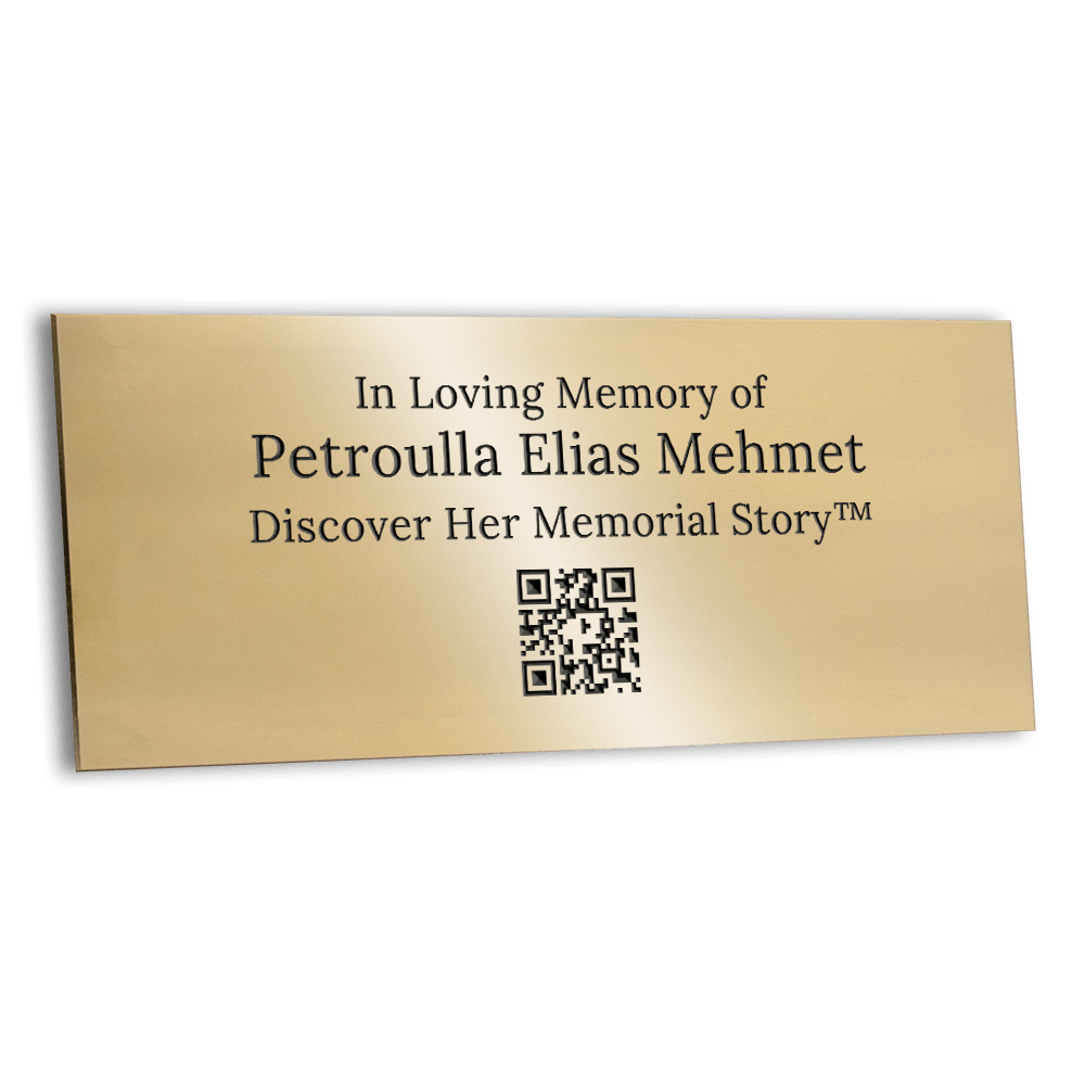 Brass QR Memorial Bench Plaque - Memorial Stories - QR Code Memorial Plaques